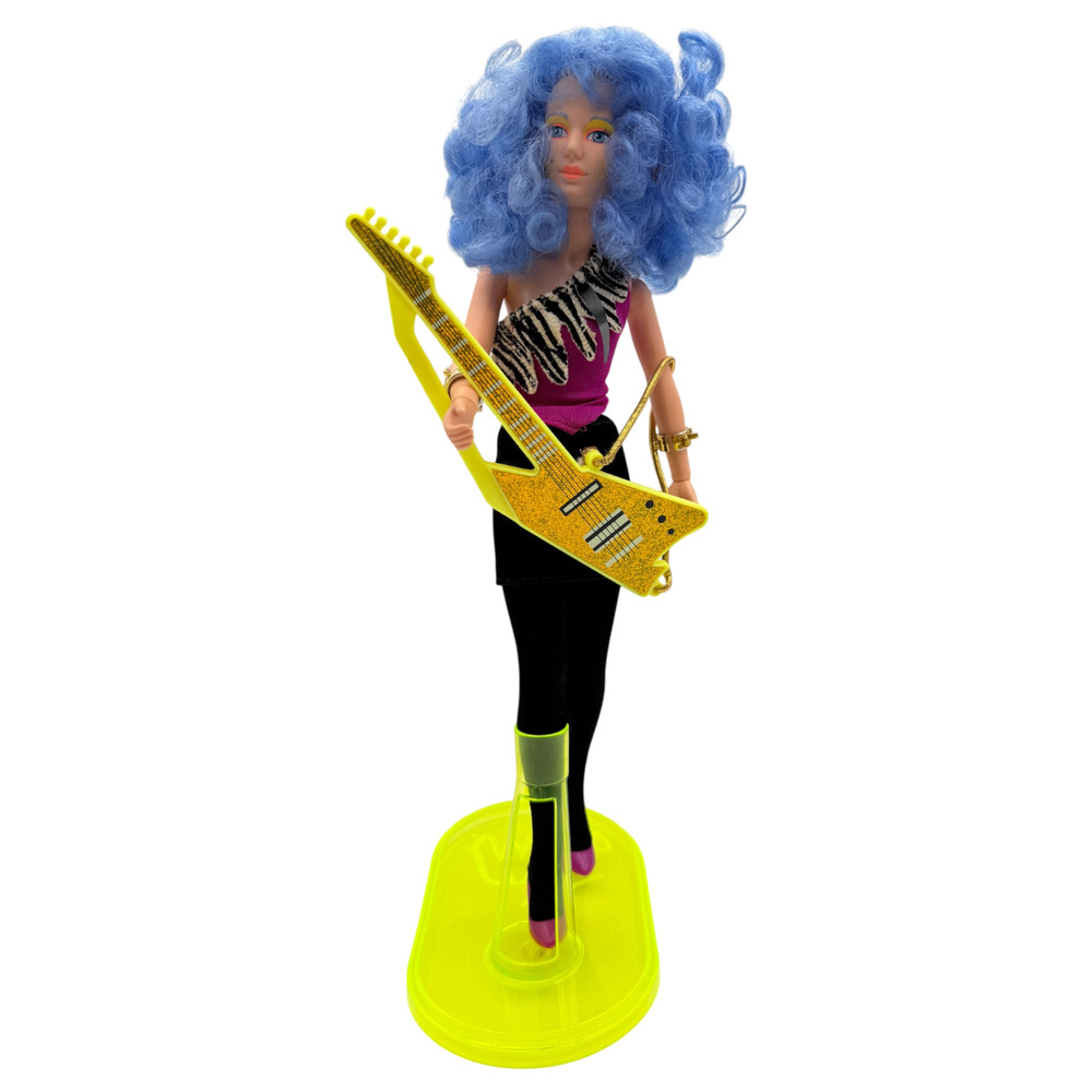 Jem and the Holograms STORMER Doll #4205 + Stand Guitar Bracelets Vintage READ